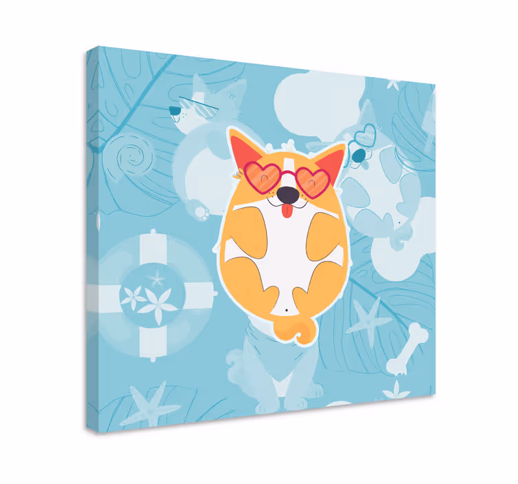 Quadro de cães corgi charmoso relaxando - TenStickers