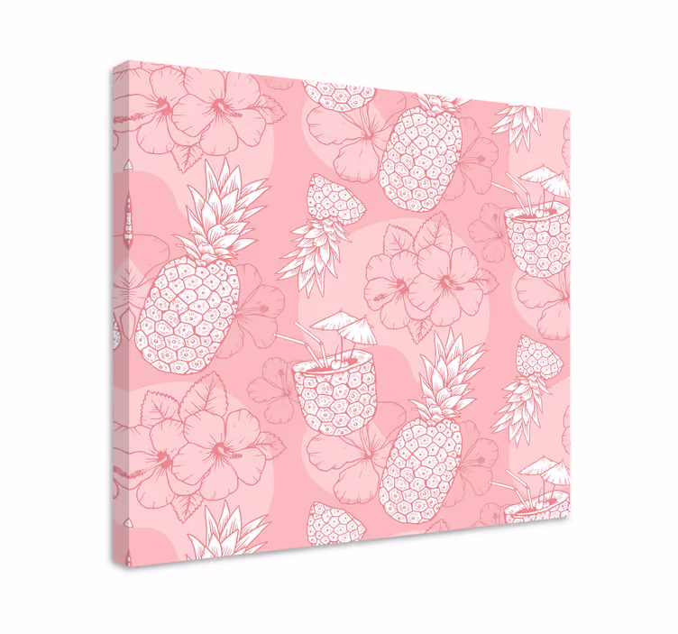 Quadro de flores padrão de hibisco abacaxi - TenStickers