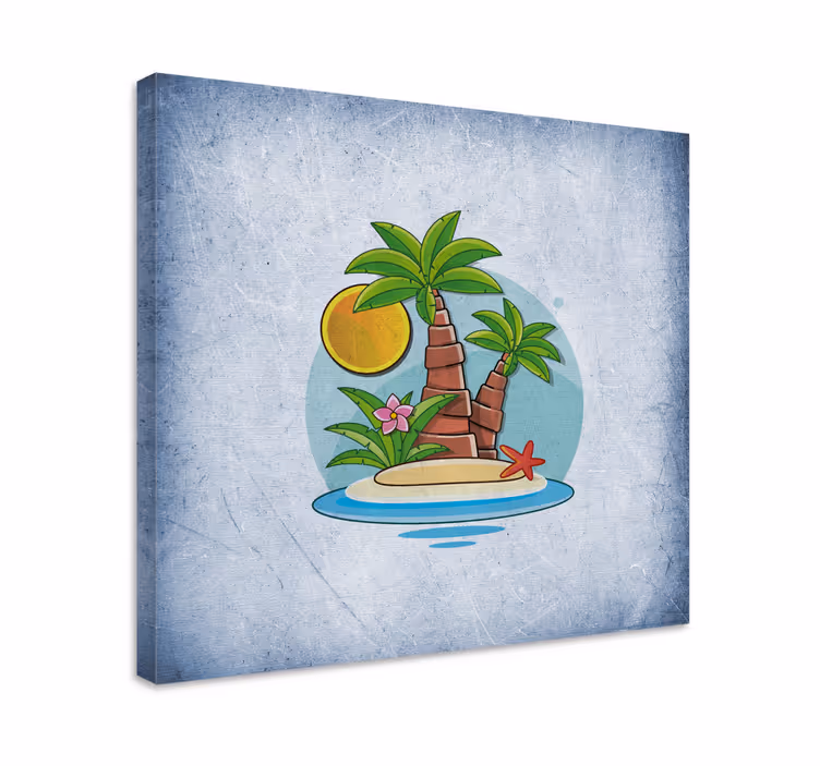 Quadro de flores cena de ilha tropical - TenStickers