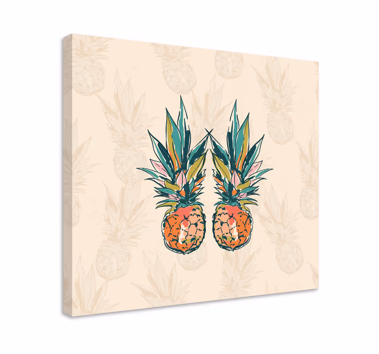 Quadro decorativo de vinícola duo de abacaxi tropical - TenStickers