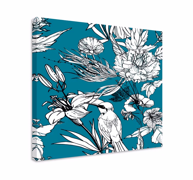 Quadro de pássaros entre flores - TenStickers