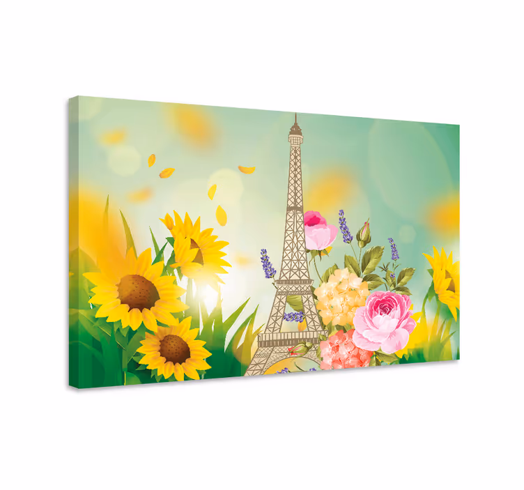 Quadro de flores torre eiffel floral - TenStickers
