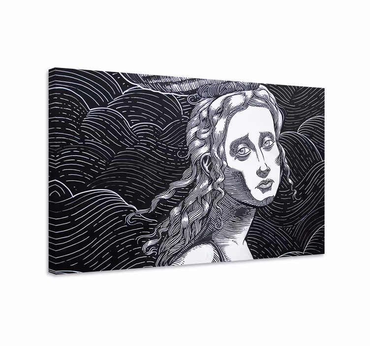 Quadro de arte Ilustração em preto e branco de mulher - TenStickers