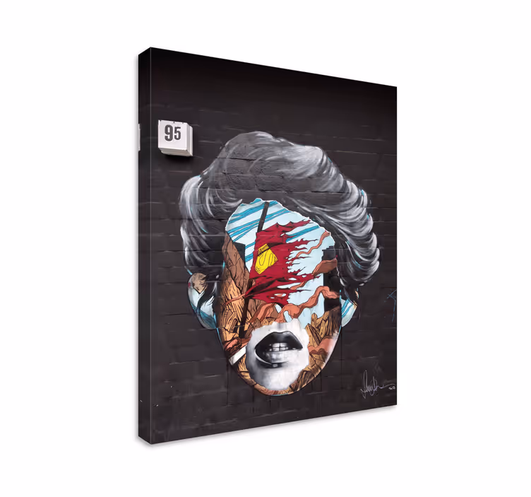 Quadro de arte Rosto de grafite em tijolos - TenStickers