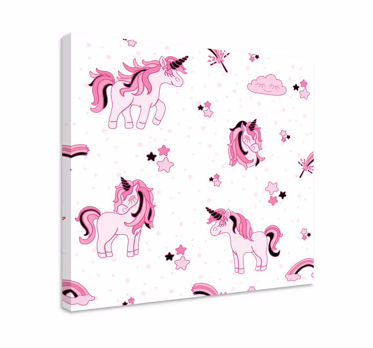 Quadro unicórnio com padrões fofos de unicórnio - TenStickers