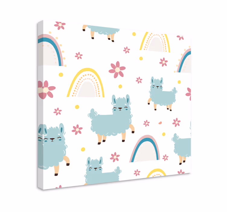 Quadro animais lhama e floral - TenStickers