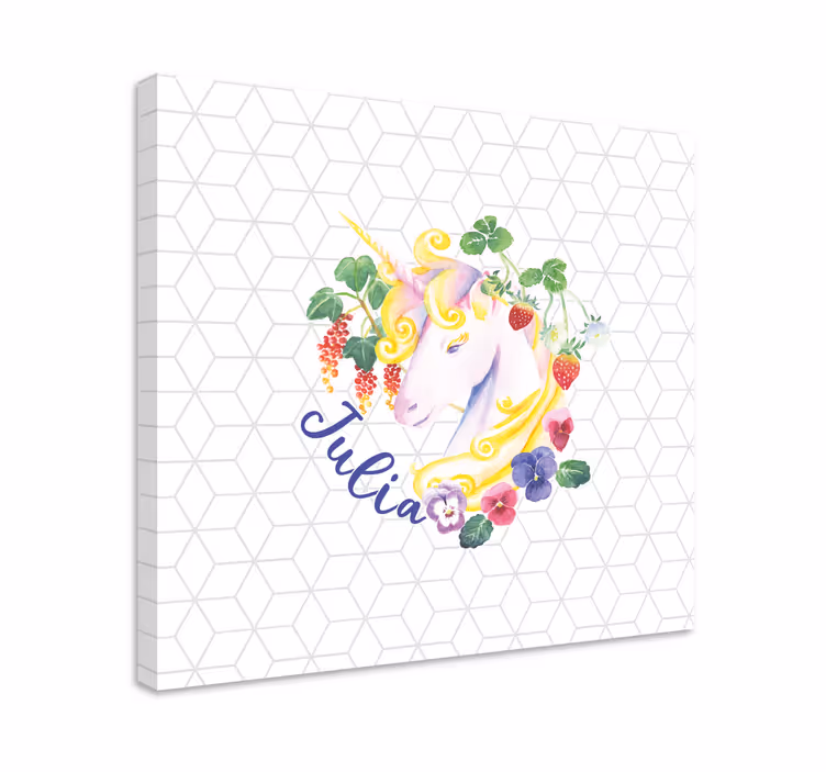 Quadro unicórnio arranjo floral de unicórnio - TenStickers