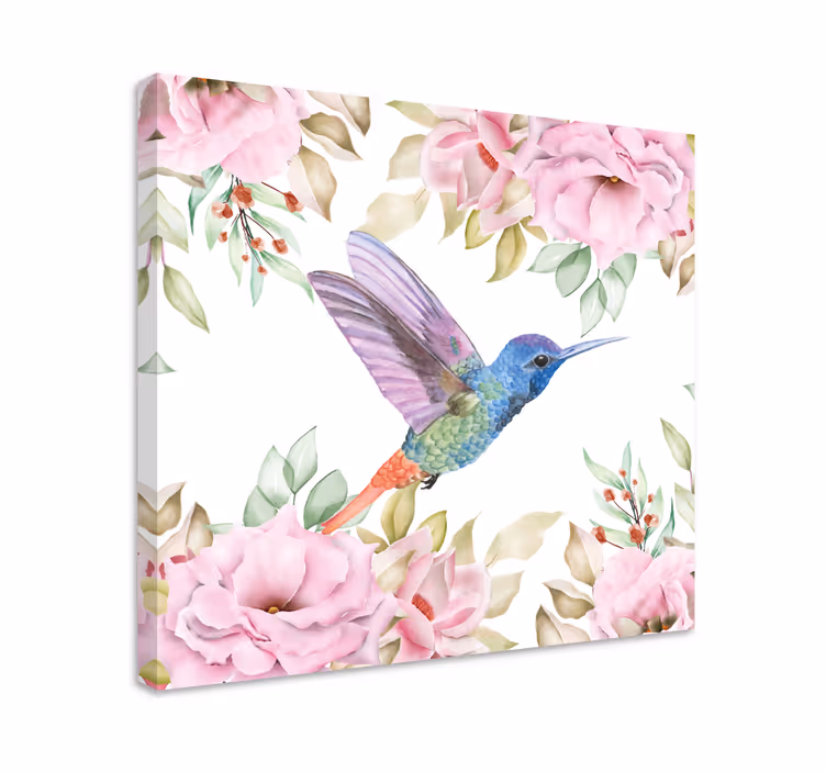 Quadro de flores Flores penduradas no jardim com pássaros - TenStickers