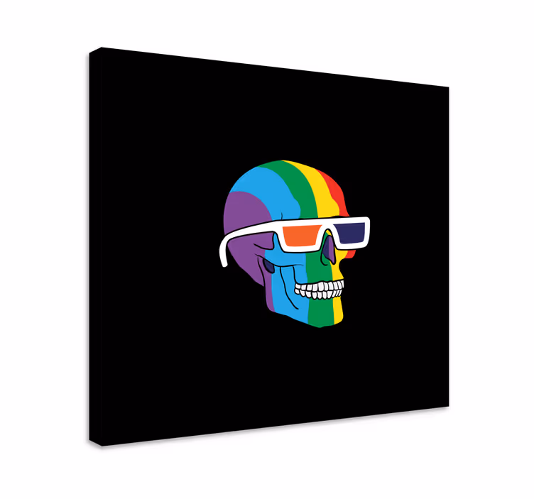 Quadro decorativo de vinícola Óculos de caveira arco-Íris - TenStickers