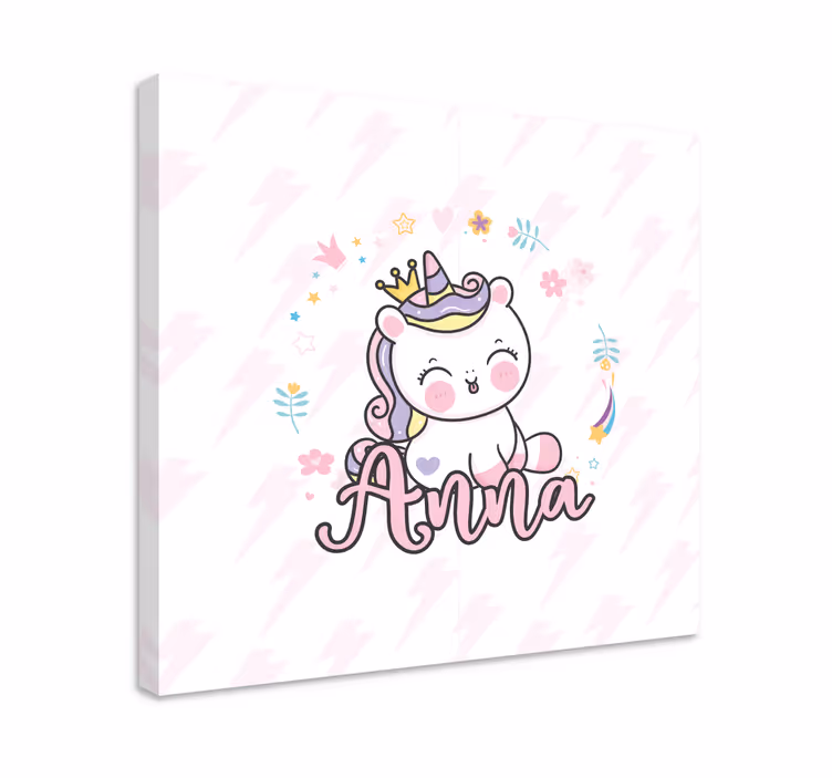 Quadro com nome Lindo bebê unicórnio - TenStickers