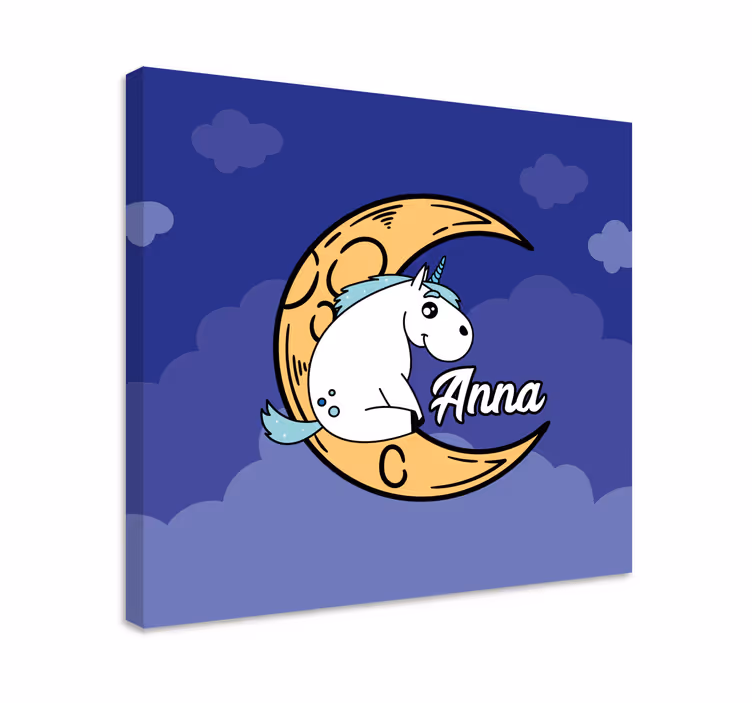 Quadro unicórnio cena da lua unicórnio - TenStickers