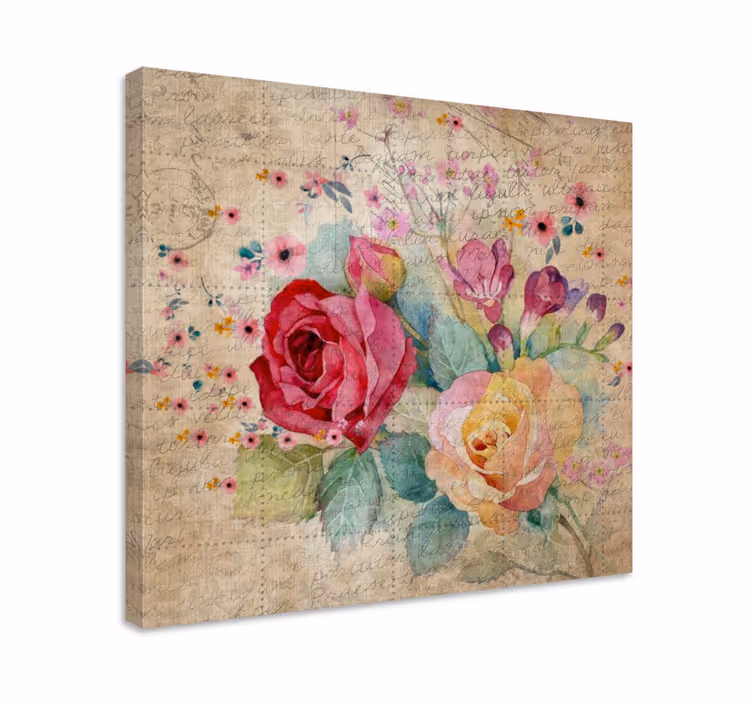 Quadro de flores arranjo romântico de rosas - TenStickers