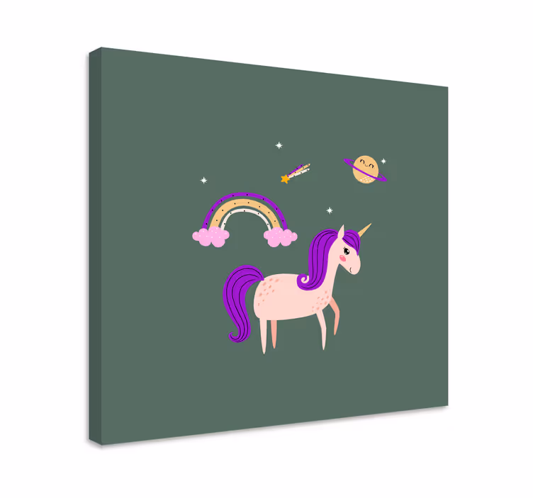 Quadro unicórnio aventura dos sonhos - TenStickers