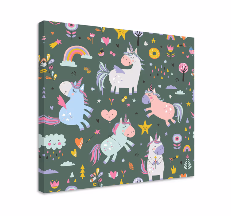 Quadro unicórnio desfile mágico de unicórnios - TenStickers