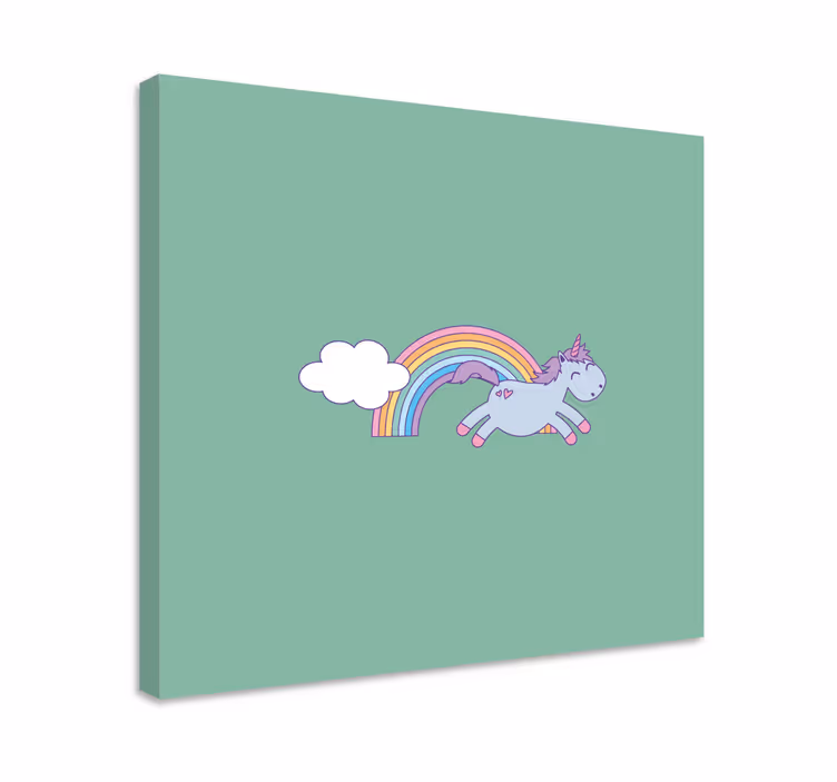 Quadro unicórnio pulando feliz - TenStickers