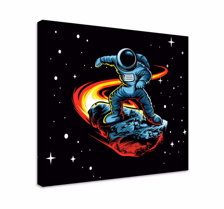 Quadro videogame astronauta surfando asteroide - TenStickers