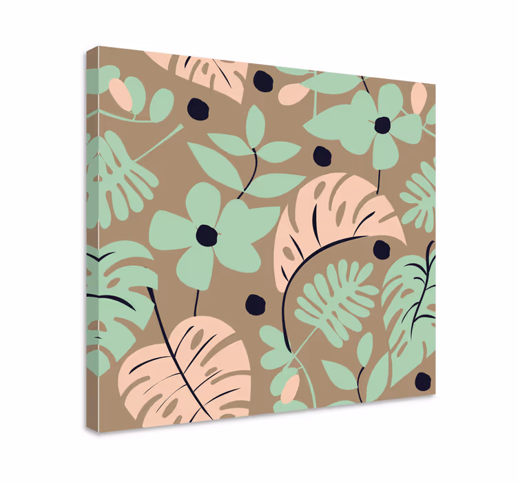 Quadro de flores Flores e folhas de monstera de cor pastel - TenStickers
