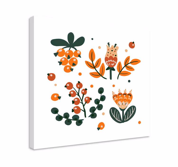 Quadro de flores elementos florais abstratos - TenStickers