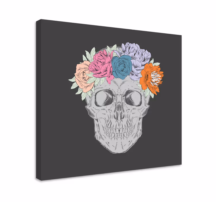 Quadro de flores arranjo floral de caveira - TenStickers