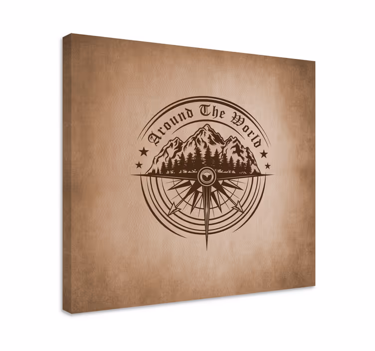 Quadro mapa mundi bússola de montanha navegacional - TenStickers