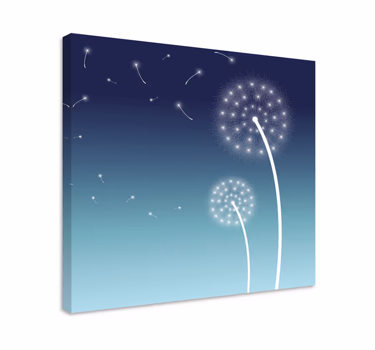 Quadro de flores com flocos de dente-de-leão flutuando - TenStickers