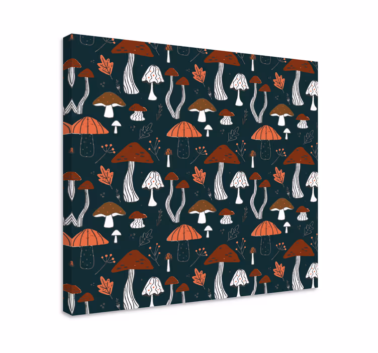 Quadro de flores com design de padrão de cogumelos - TenStickers