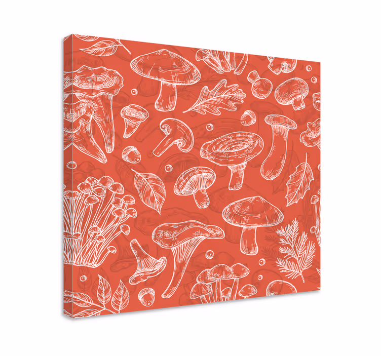 Quadro de flores cogumelo e folha - TenStickers