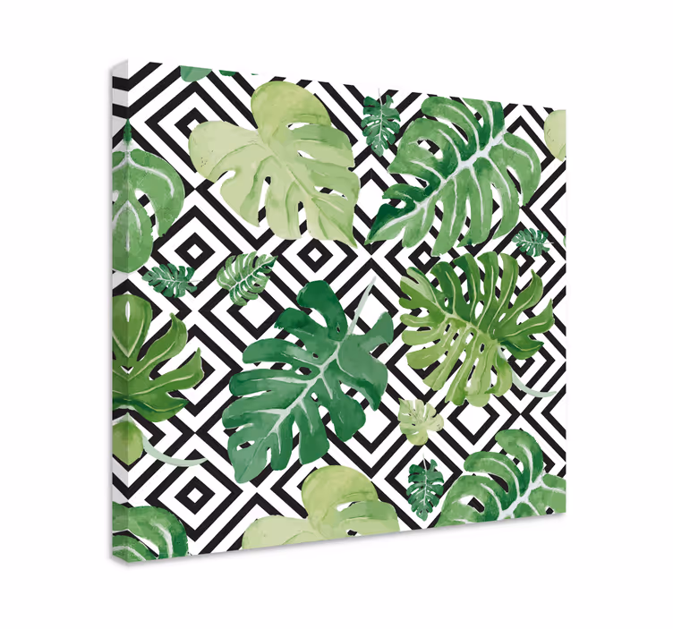 Quadro de flores com motivo de folhas tropicais - TenStickers
