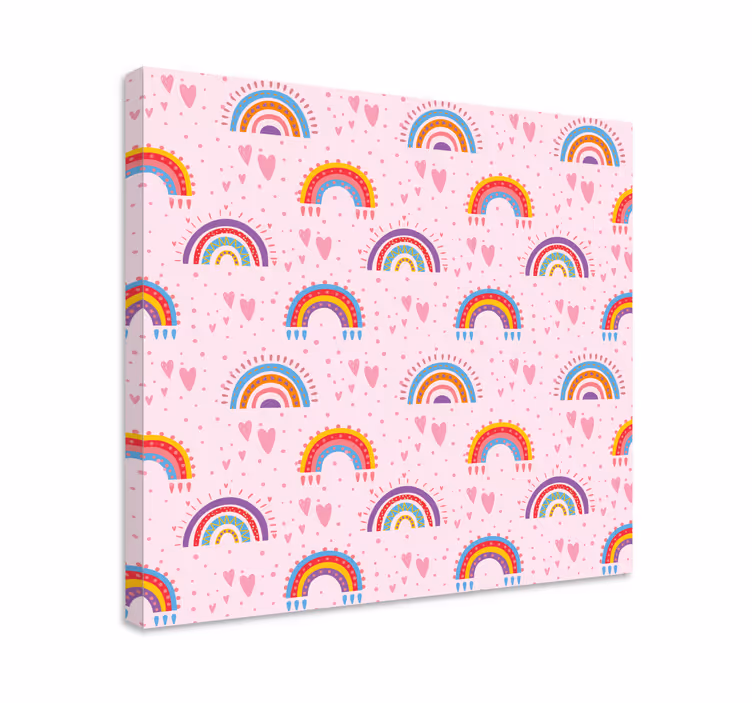 Quadro infantil Pontos rosa e arco-íris coloridos - TenStickers