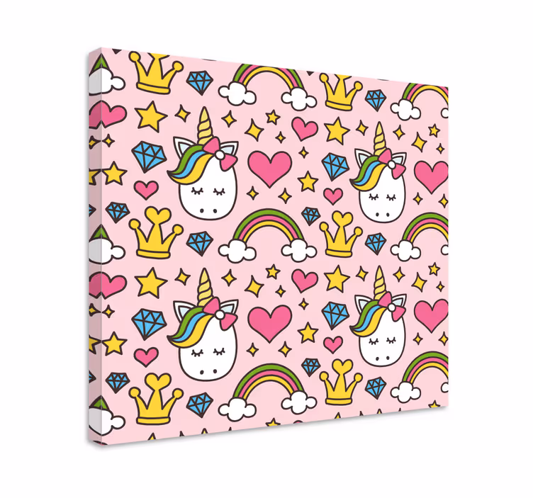 Quadro unicórnio com padrão fofo de unicórnio - TenStickers