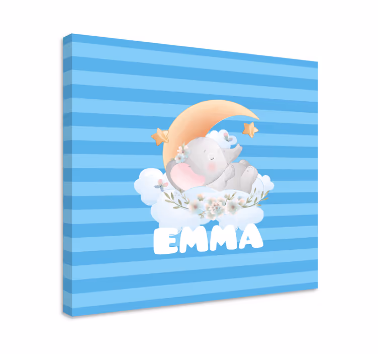 Quadro para bebê sonhos do elefante dormindo - TenStickers