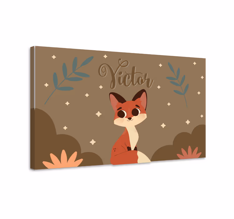 Quadro de dinossauro com ilustração de raposa fofa - TenStickers
