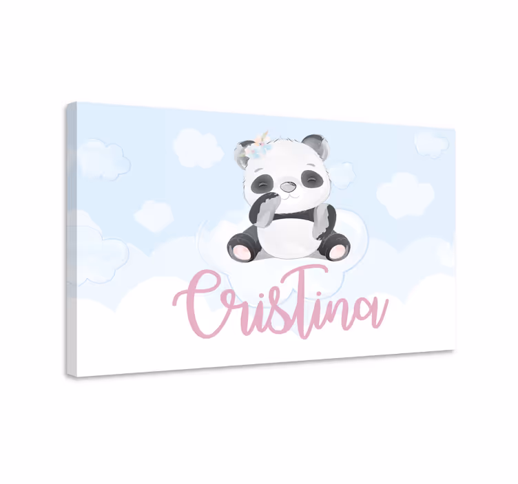 Quadro para bebê Panda fofo para menina com nome - TenStickers