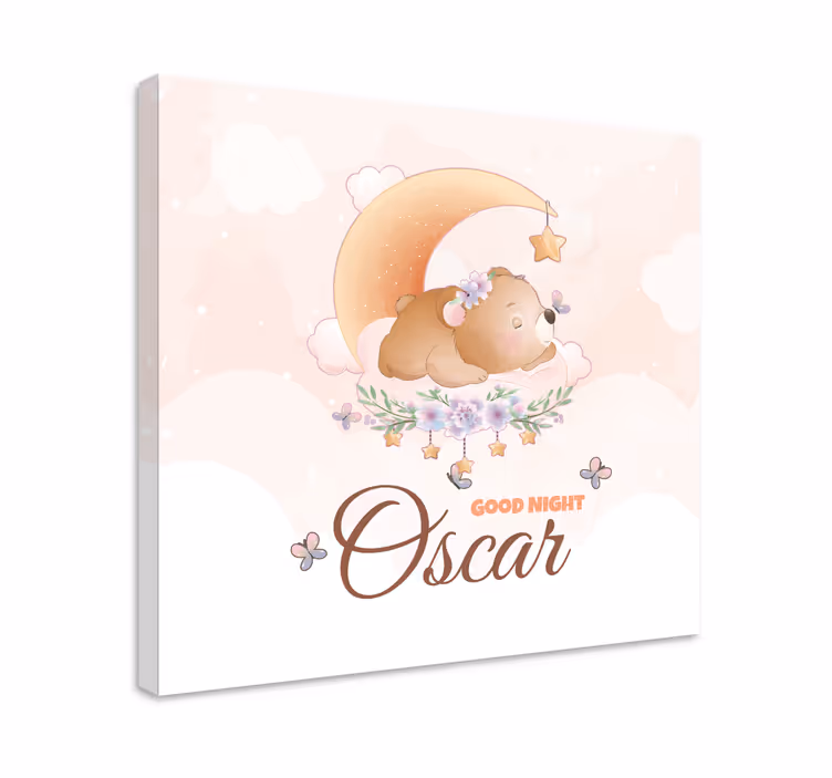 Quadro para bebê Urso fofo para menino com nome - TenStickers