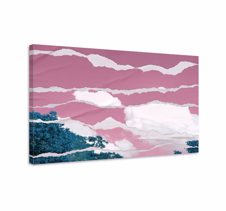 Quadro de paisage cores sobre o horizonte rosa - TenStickers