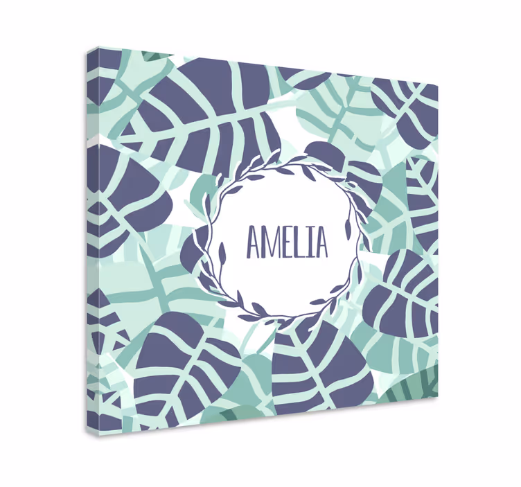 Quadro de flores com padrão de folhas personalizado - TenStickers