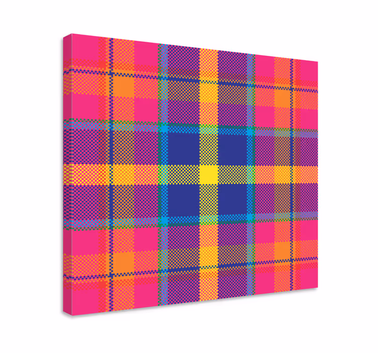 Quadro de figuras geométricas com padrão xadrez colorido - TenStickers