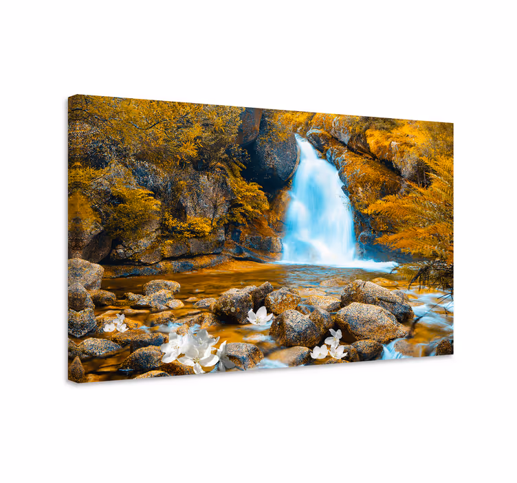 Quadro de flores paisagem de cascata serena - TenStickers