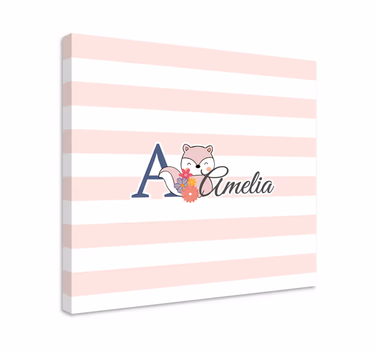 Quadro para bebê personalização de raposa fofa - TenStickers
