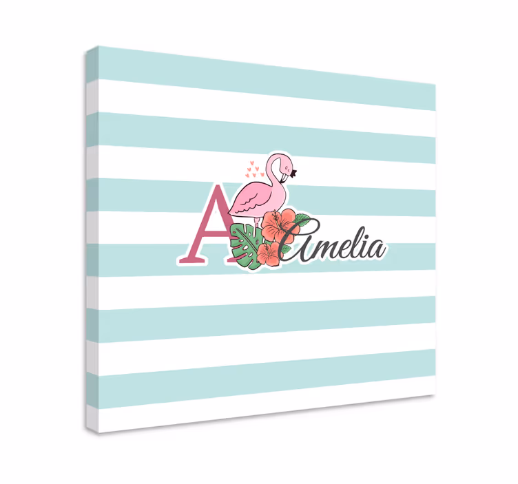 Quadro para bebê com detalhe de flamingo personalizado - TenStickers