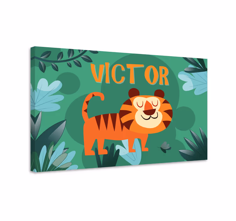 Quadro para bebê Tigre fofo para menino com nome - TenStickers