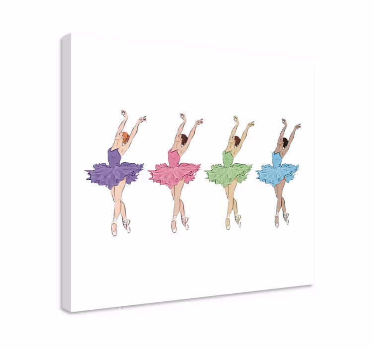 Quadro infantil Dançarinas de balé colorido - TenStickers