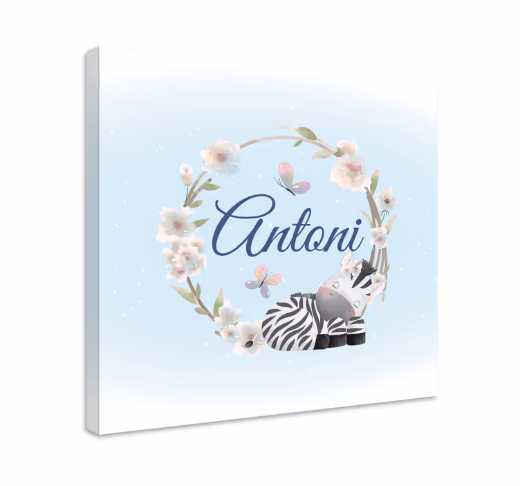 Quadro para bebê desenho floral zebra - TenStickers
