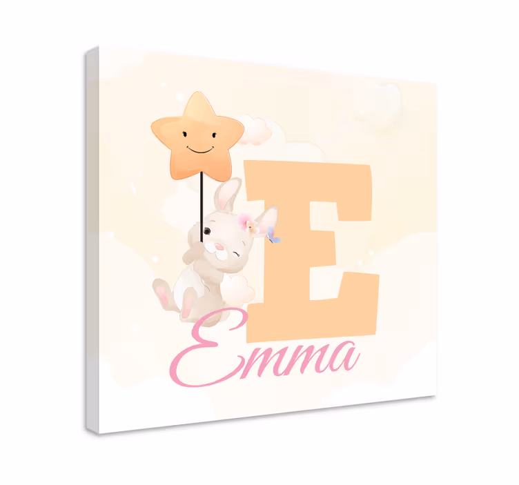 Quadro 3d coelhinho feliz segurando estrela - TenStickers