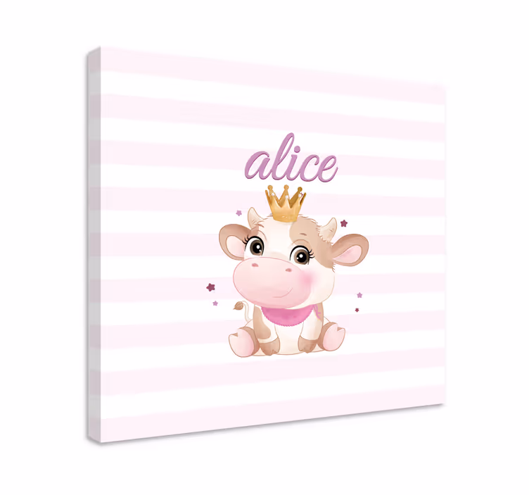 Quadro animais princesa vaca fofa - TenStickers