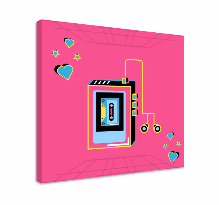 Quadro de música amor em cassete retrô - TenStickers