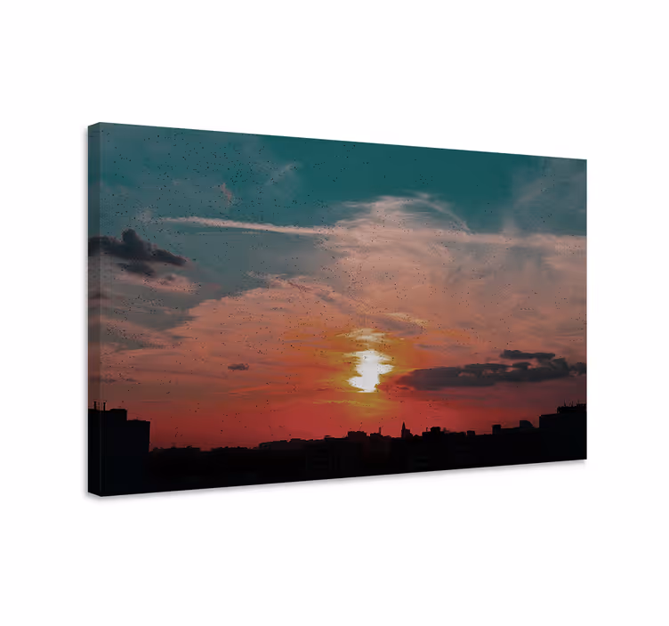 Quadro de paisagem horizonte urbano ao crepúsculo - TenStickers