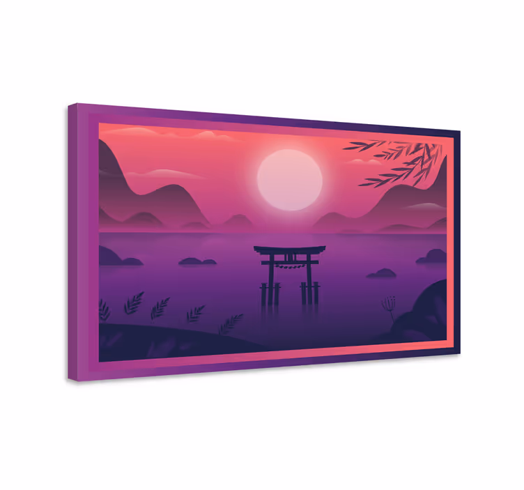 Quadro oriental portão torii do pôr do sol - TenStickers