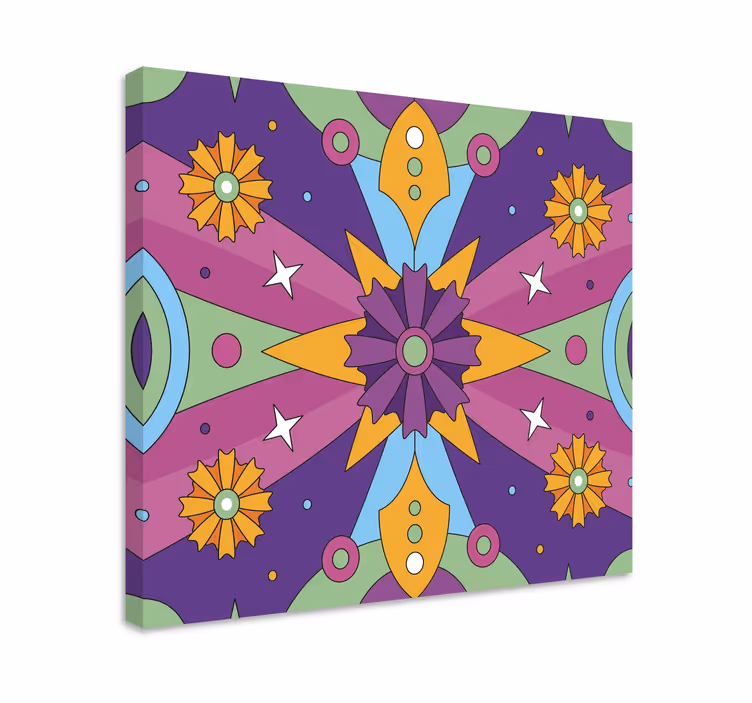 Quadro decorativo abstrato padrão geométrico colorido - TenStickers