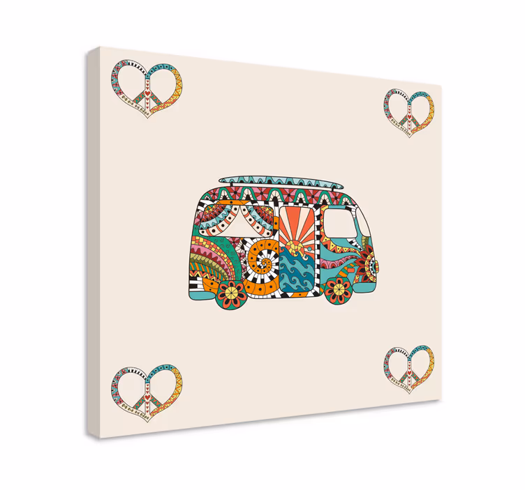 Quadro vintage com padrão de vans coloridas - TenStickers